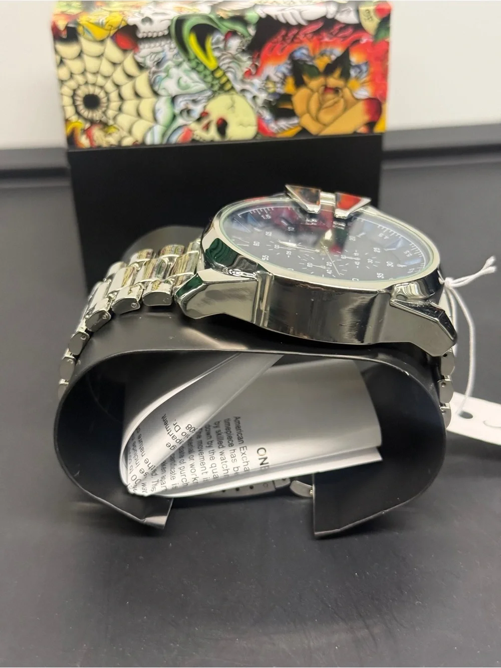 Ed Hardy Silver Watch with Blue Dial in Branded Box
